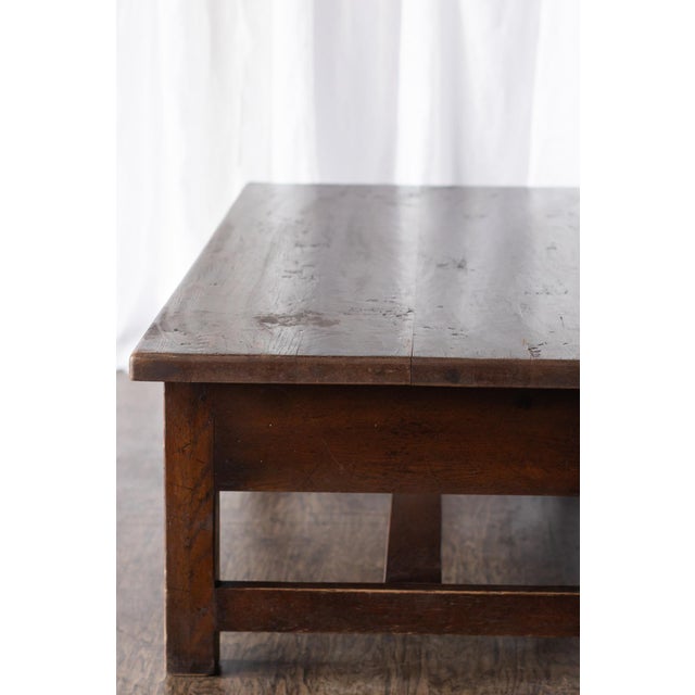 Late 19th Century Dark Wood Coffee Table With Drawer - Late 1800s Belgian For Sale - Image 5 of 12