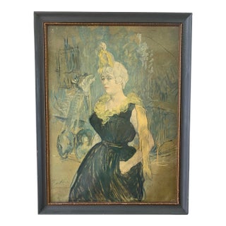 Mid-Century Oil Painting Inspired by "The Clowness Cha-U-Kao", Unesco TravelIng Print Exhibition For Sale