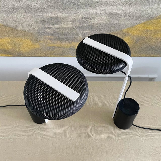 Bauhaus Ron Rezek 110 Desk Lamps in Black and White Signed For Sale - Image 3 of 11
