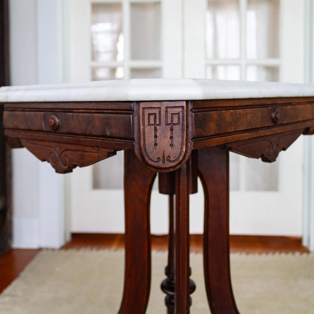 19th C. Victorian East Lake Stone Top Plant Stand or Side Table For Sale - Image 10 of 12
