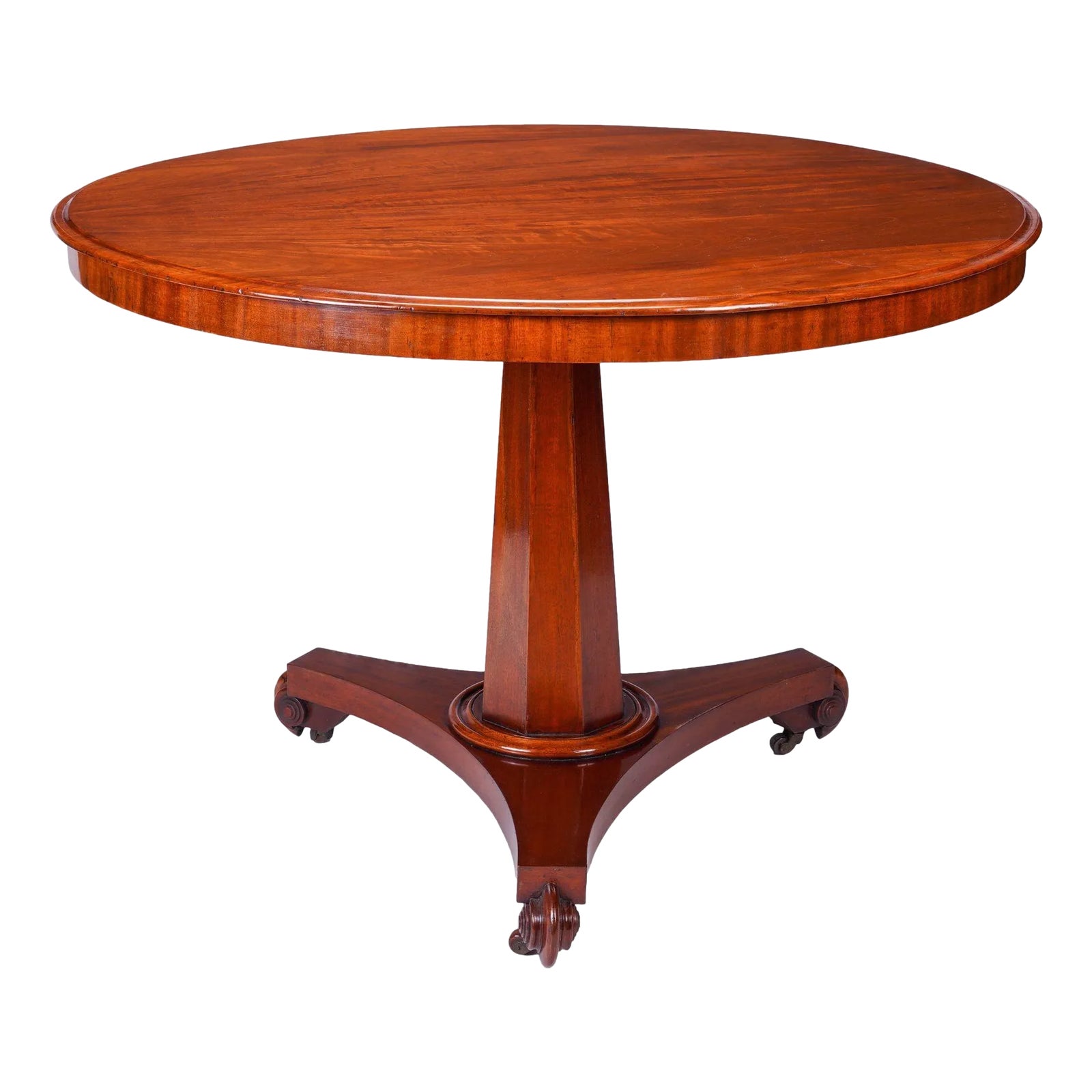 English Neoclassic Mahogany Circular Tilt Top Pedestal Table, C. 1830 ...