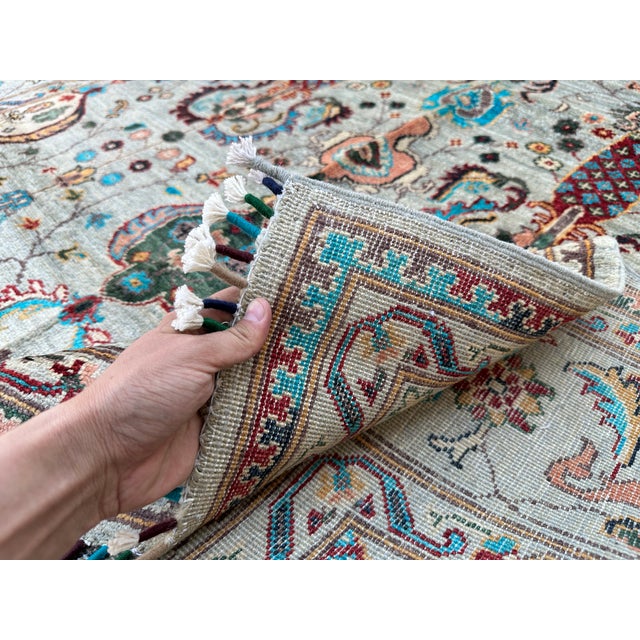 Sage Green Sultanabad Hand-Knotted Wool Rug - 6x8 For Sale - Image 11 of 13