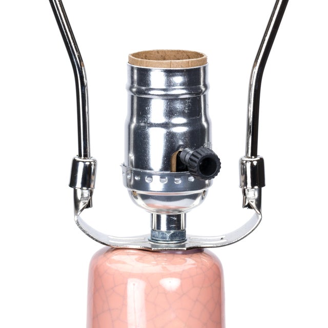 Casa Cosima Casa Cosima Double Gourd Table Lamp, Pink Craquelure/Red Shade For Sale - Image 4 of 7