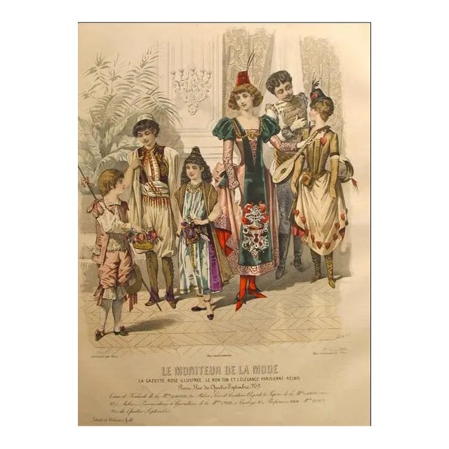 1885 Moniteur De La Mode, Parisian Ladies Fashion (Plate 52-1885) For Sale