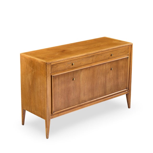 Mount Airy Facade Mid Century Walnut and Brass Credenza For Sale - Image 9 of 10
