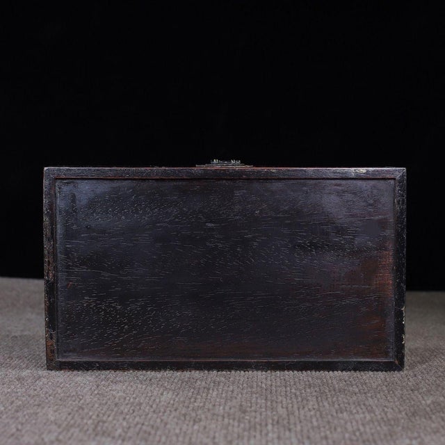 Zitan Wood Box Inlaid With Mother-of-Pearl Fish Motif For Sale - Image 9 of 9