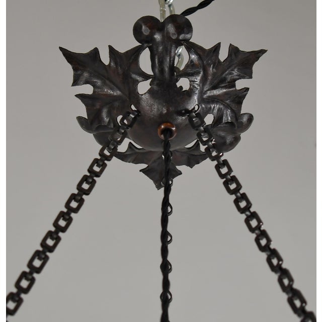 Large French Art Deco Pendant Light by Le Verre Francais Schneider - 1925 Cameo Chandelier France For Sale - Image 12 of 17
