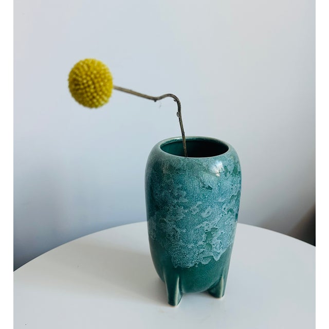 Mid-Century Modern Nelson McCoy Ceramic Vase Signed Art Deco Space Age Mid Century Modern Eames Era For Sale - Image 3 of 7