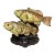Vintage Hand Carved Painted Wood Burl Fish Two Bass Sculpture Statue Figure Art For Sale