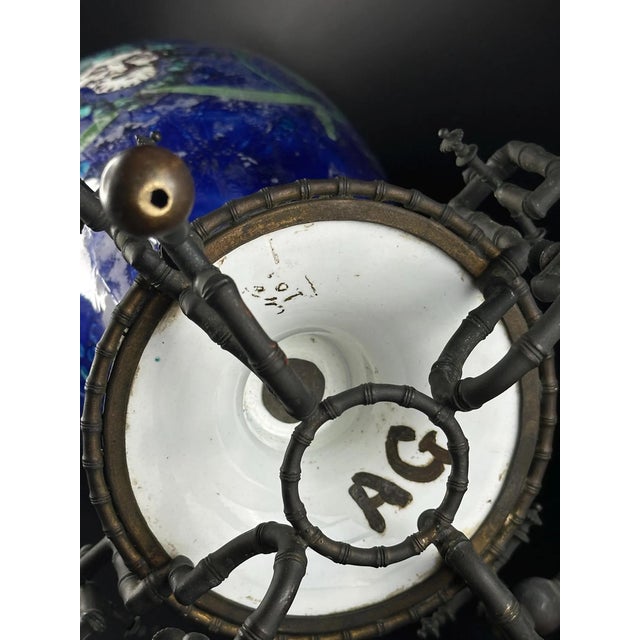 French Vases on Patinated Bronze Bamboo Mounts with Portraits of Henri III from A. Giroux Paris, 1880-1895, Set of 2 For Sale - Image 10 of 12