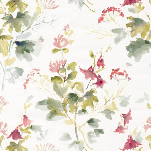 Sanderson Honey Flowers Fabric in Fuchsia/Rose - a Sample For Sale