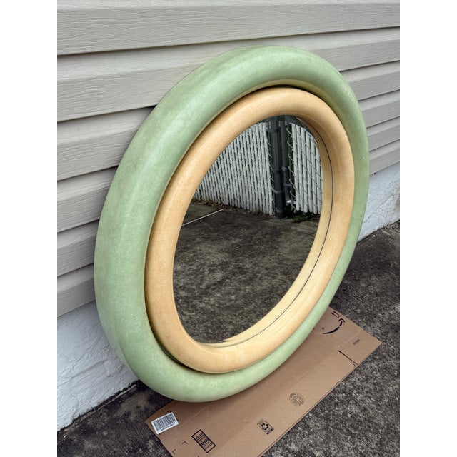 Karl Springer 1980 Large Faux Goatskin Mirror in the Style of Karl Springer For Sale - Image 4 of 6