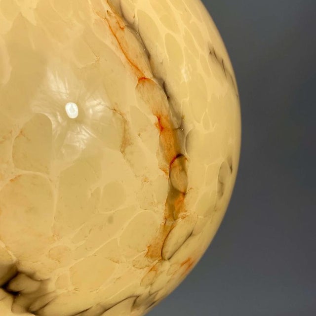 Art Deco Opaline Glass and Nickel Ball Flush Mount with Tassel, Germany, 1930s For Sale - Image 9 of 18