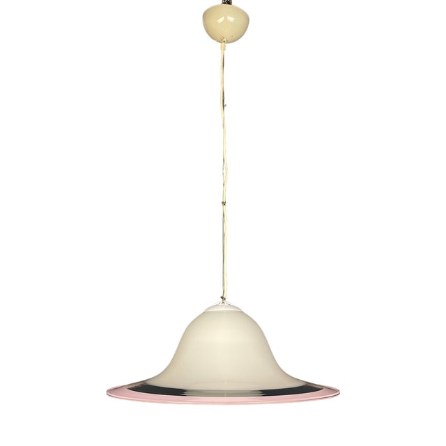 Murano Glass White and Pink Pendant Lamp, Italy, 1970s For Sale