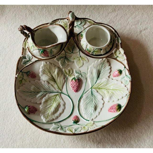 Vintage Italian Majolica Handpainted Strawberry Set For Sale - Image 6 of 12