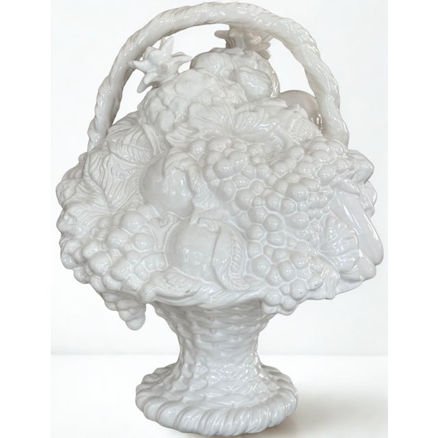 Vintage Bordallo Pinheiro Large Scale Trompe l'Oleil Fruit Basket For Sale - Image 17 of 18