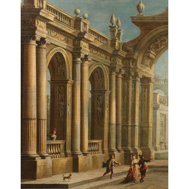 Pier Francesco Garola, Architectural Capriccio Landscape, 1700, Oil on Canvas For Sale - Image 9 of 14