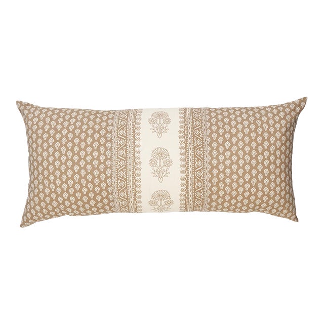 Schumacher x Mark D. Sikes Hyacinth Indoor/Outdoor Pillow 30" x 14" in Neutral For Sale