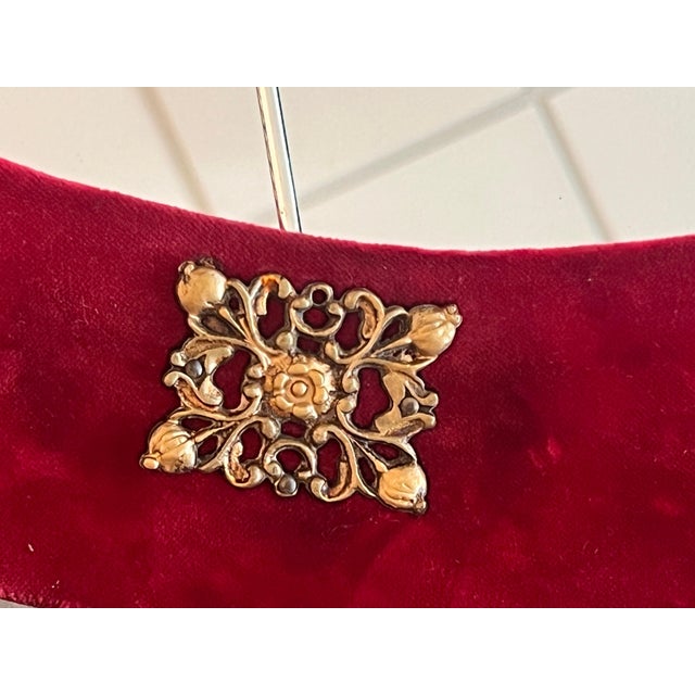 Spanish Neoclassical Wall Mirror with Antique Red Velvet Frame with bronze For Sale - Image 13 of 18