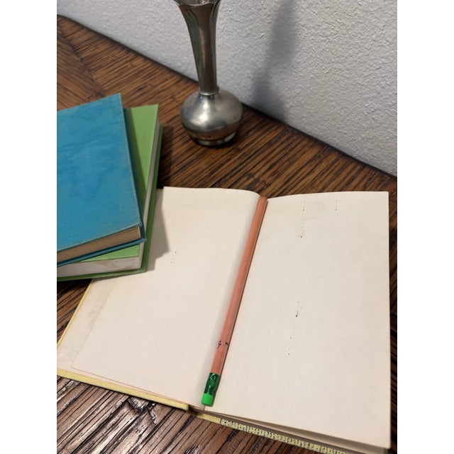 Mid 20th Century Vintage Whimsical Hobbies Hardcover Book Stack - Set of 3 - Bright Green & Blue Palette - Eclectic Modern Decor For Sale - Image 5 of 14