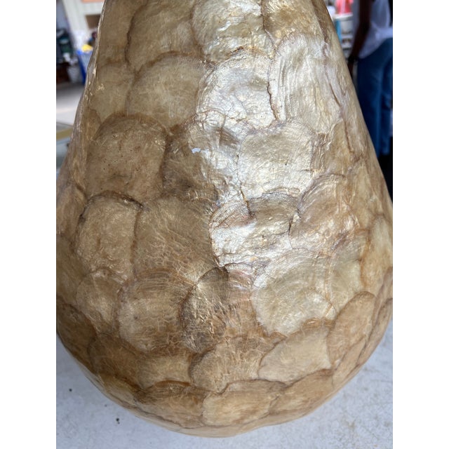 Modern Late 20th Century Large Scale Gold Tone Capiz Shell Fruit Pear 24" For Sale - Image 3 of 6