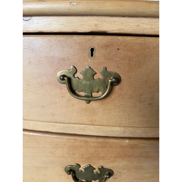 Antique 19th Century English Bow-Front Pine Chest of Drawers With Brass Hardware For Sale - Image 11 of 12