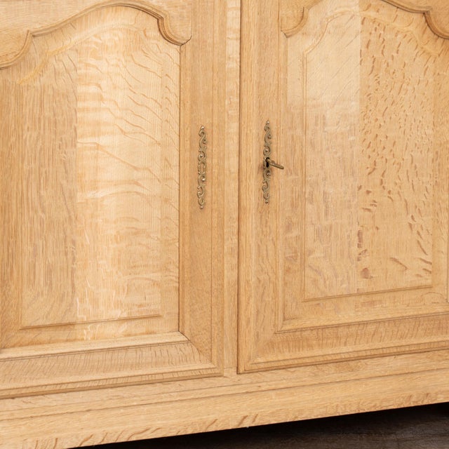 20th Century Long Bleached Oak Sideboard Buffet From Belgium For Sale - Image 14 of 17
