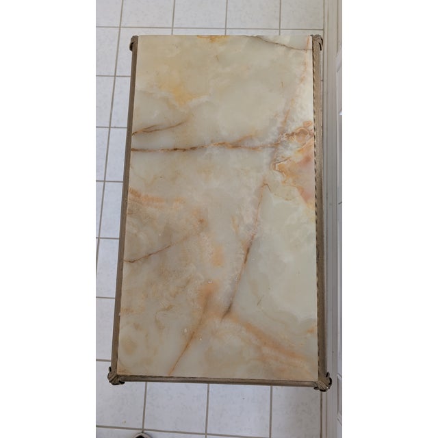 1920s Antique Italian Cast Iron Base Coffee Table With Creamy Ivory Marble Top For Sale - Image 5 of 10