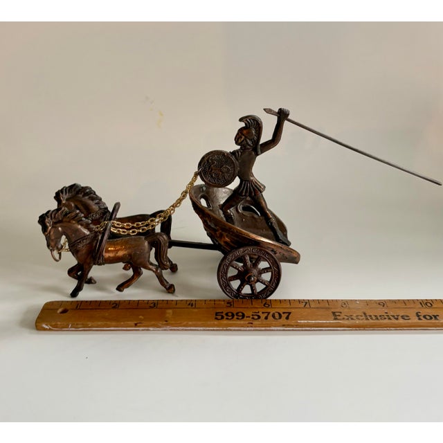 Vintage Bronze Roman Warrior in Chariot Pulled by Two Horses Sculpture For Sale - Image 11 of 11