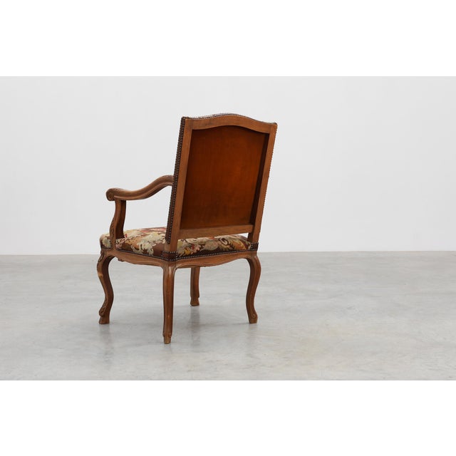 Louis XV Carved Walnut Armchair with Needlepoint Upholstery, France, 1900 For Sale - Image 16 of 18