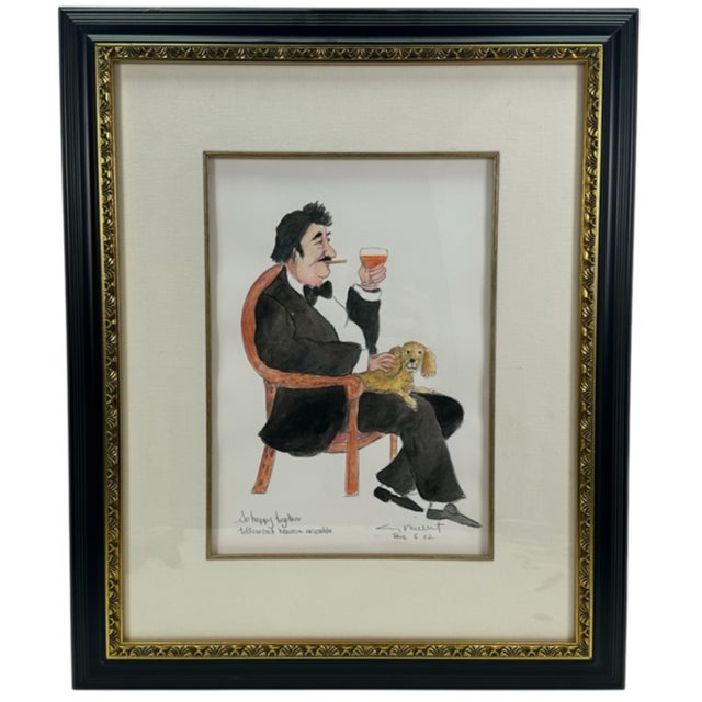 Guy Buffet (1943-2023, Hawaii/France) Original Drawing Titled "So Happy Together" Image size 14''X 10', with frame...