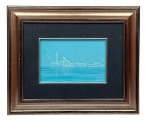 Luigi Targa, Venetian Lagoon in the Heavenly Glare, Padua, Italy, 1970s, Oil on Canvas, Framed