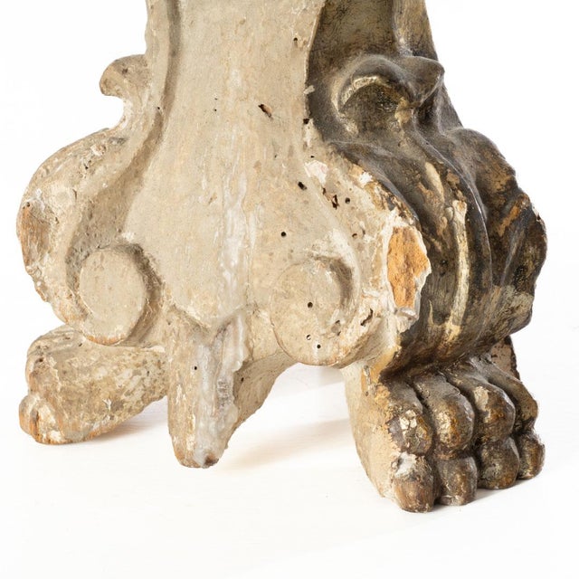 Italian Gilt Wood Pricket Candlestick For Sale - Image 9 of 10