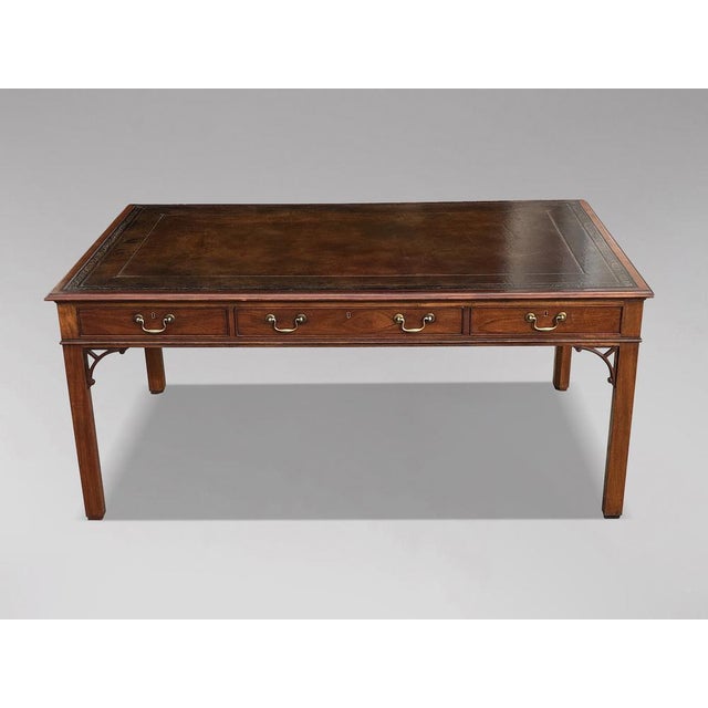 Large Vintage George III Style Writing Table in Mahogany by William Tillman, 1960 For Sale - Image 12 of 12