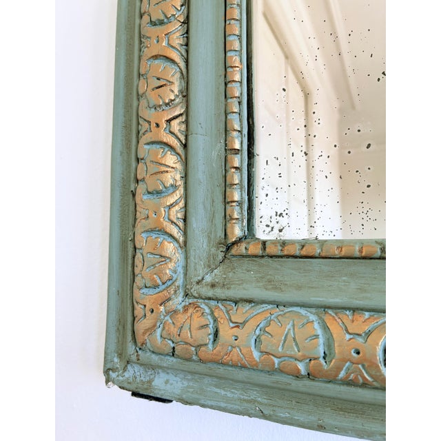 French Large Antique French Louis Philippe Mirror – Green and Gold, Late 19th Century For Sale - Image 3 of 10