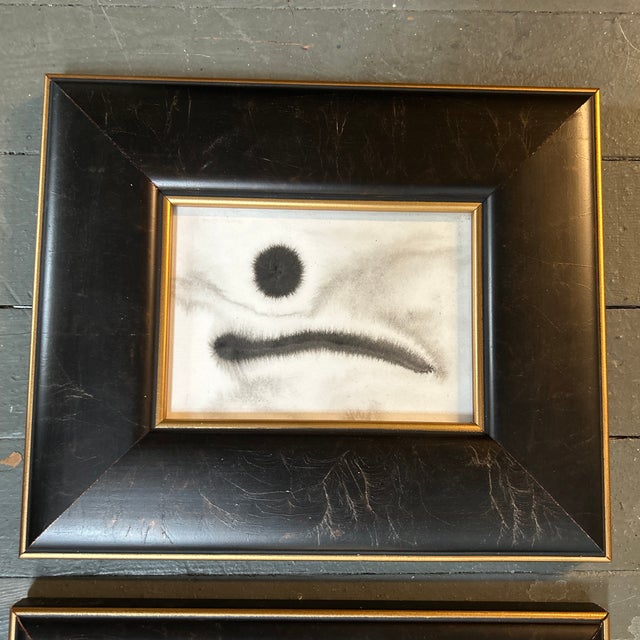 Abstract Two Contemporary Abstract Black Ink Watercolor Paintings - Set of Two For Sale - Image 3 of 5