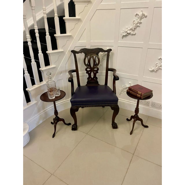 Antique Edwardian Mahogany Inlaid Lamp Tables, 1900s, Set of 2 For Sale - Image 3 of 12