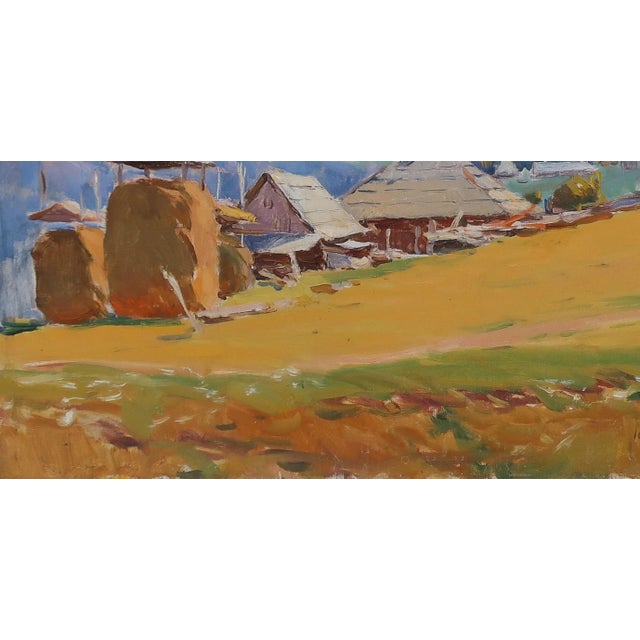 Mountain Landscape Antique Oil Painting Original Soviet Art Ukrainian Artist Sholtes Zi 45-90 1970s For Sale - Image 4 of 6