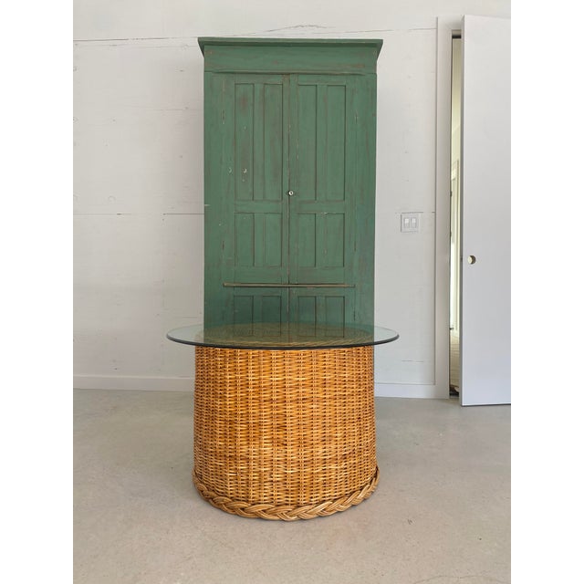 Tan Bielecky Brothers-Style Braided Rattan Round Drum Table, 1980s (Hong Kong) For Sale - Image 8 of 18