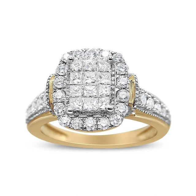 A remarkable design, this exquisite women's diamond cluster ring is a showstopper, adorned with an array of 1.00 Cttw...
