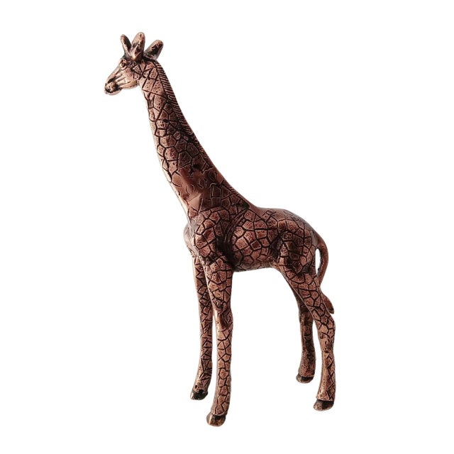 Antique Copper Finish Metal Giraffe Sculpture For Sale - Image 6 of 10