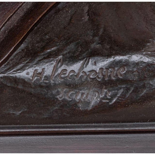 Late 19th Century Henri Lechesne "Heron and Monkey" Patinated Bronze For Sale - Image 5 of 6