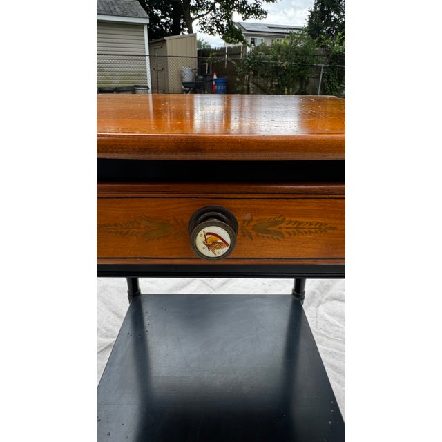 Wood Vintage Hitchcock Stenciled Side Table With Drawer and Eagle Pull For Sale - Image 7 of 8