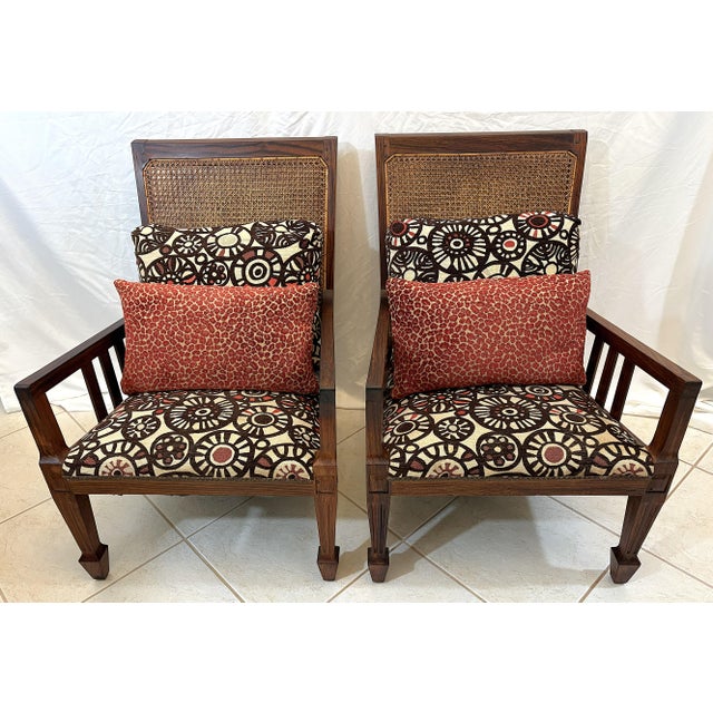 Amazing pair of Arts & Crafts style plantation chairs from the early 20th century. These are beautifully constructed of...