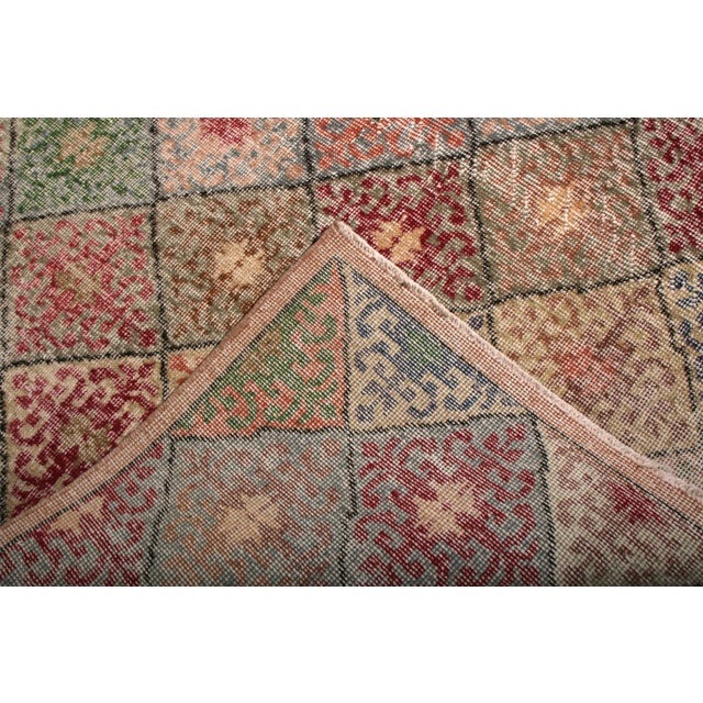 1960s 1960s Mid-Century Vintage Art Deco Rug - Multicolor Distressed Wool For Sale - Image 5 of 6