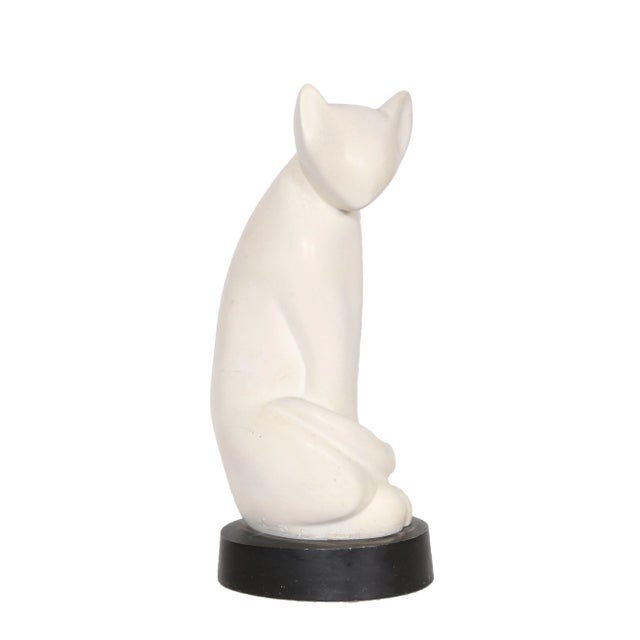 Art Deco 1960s LI Ching, "Cat", Art Deco Cast Resin Sculpture For Sale - Image 3 of 3