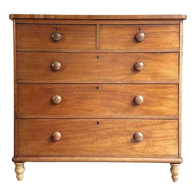 Large Antique Mahogany and Oak Chest of Drawers For Sale
