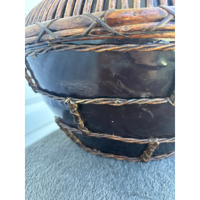 1980s Large Mid Century Coastal Pencil Reed Table Lamp For Sale - Image 5 of 6