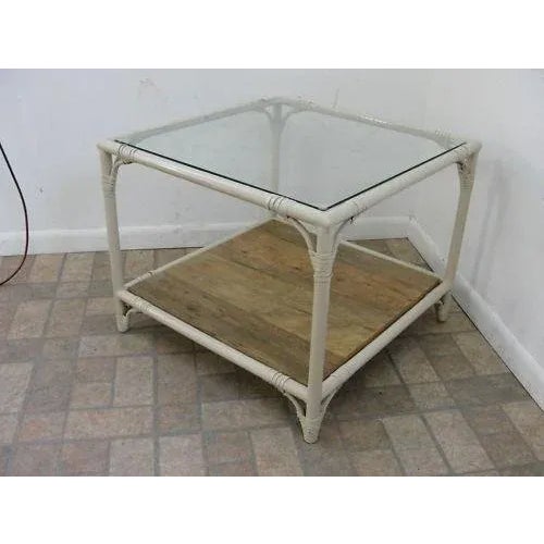 Mid-Century Modern Mid-Century Metal Faux Bamboo Patio End Table For Sale - Image 3 of 10