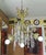 1940's Hollywood Regency Gilt & Verdigris Bronze, Crystal & Tole Floral Pendant/ Chandelier For Sale - Image 4 of 18